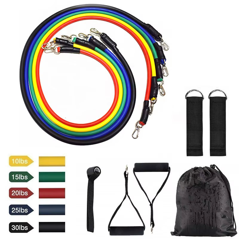 11 Pcs Resistance Bands Set Yoga Elastic Rubber Fitness Band Training Workout Exercise Pull Rope Gym Equipment for Home Expander