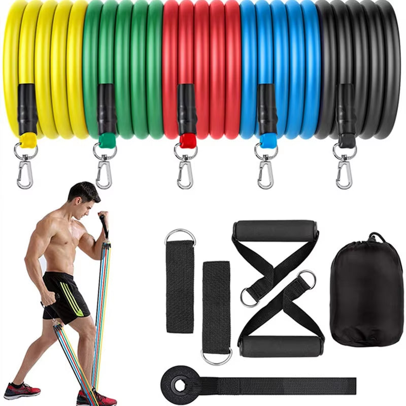 11 Pcs Resistance Bands Set Yoga Elastic Rubber Fitness Band Training Workout Exercise Pull Rope Gym Equipment for Home Expander