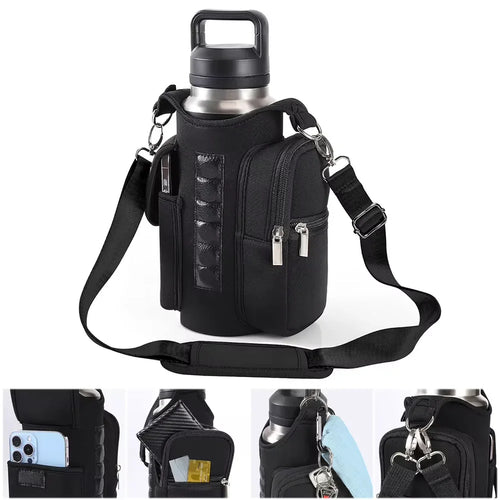2025 Magnetic Water Bottle Pouch Bag Gym-Specific Water Cup Holder with Phone Pocket Water Bottle Carrier Bag for Sports Fitness